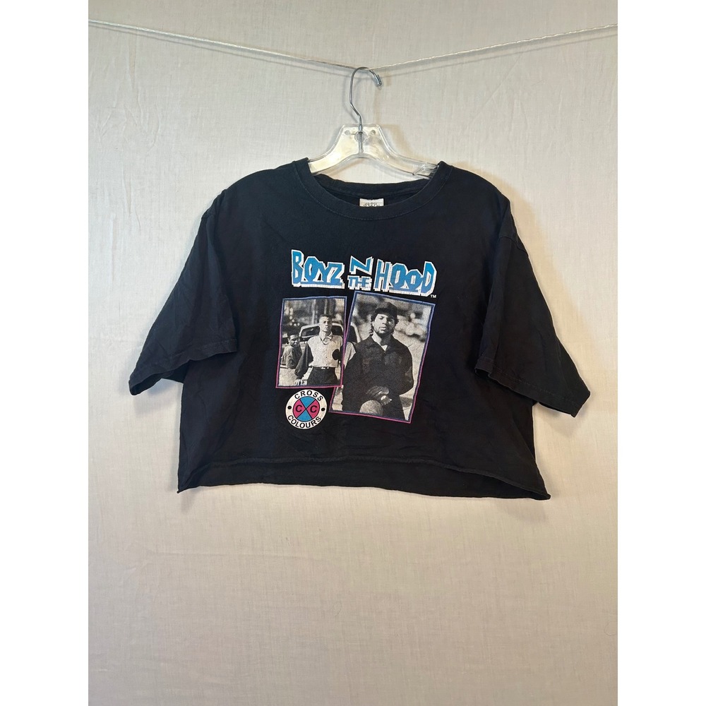 Cross Colours Boyz N The Hood Black Graphic Crop Top T-Shirt Womens Large 2818